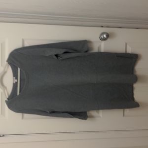 Grey double knit dress with gold zipper detail